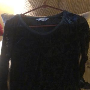VERA WANG jaquard Blue velvet cut out top